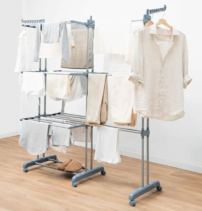 Taitettava pystysuora laajennettava pyykinkuivausteline pyörillä Dolver XL