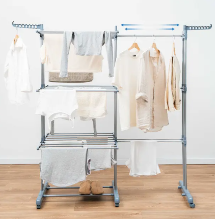 Taitettava pystysuora laajennettava pyykinkuivausteline pyörillä Dolver XL
